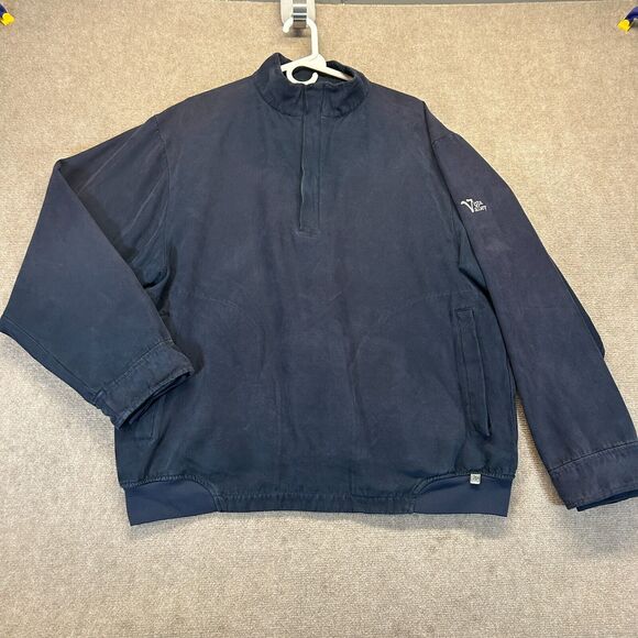 Zero Restriction Micro Suede Jacket Mens XL Pullover Golf Navy Vista Valley Logo - Picture 1 of 14